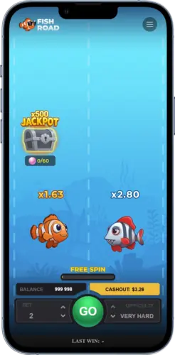 Fish Road Spielrunde mit steigenden Multiplikatoren und Cash-out